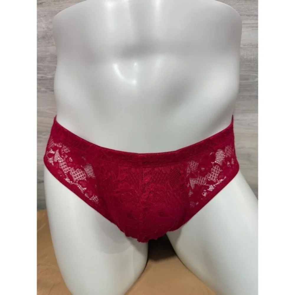 Cosabella Never Say Never Men's Lace Micro Brief Red Sexy Luxury Comfort M NWT